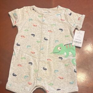 Carter's Gray Heather Chameleon Print One-Piece Bodysuit with Green Applique